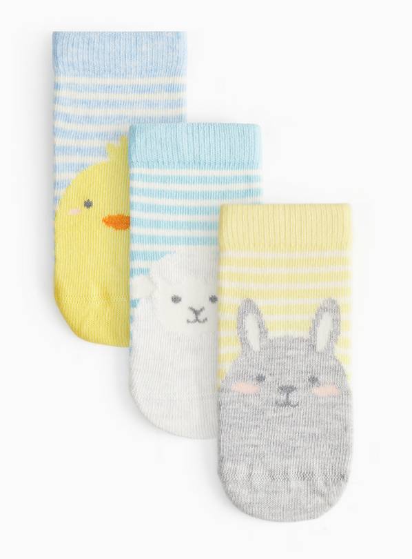 Easter Print Stripe Ankle Socks 3 Pack 6-12 months